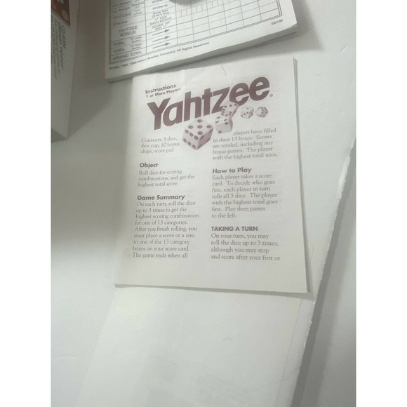 Yahtzee Replacement Dice Cup 8 Dice And Almost Full Scorecard Pad - Picture 3 of 5
